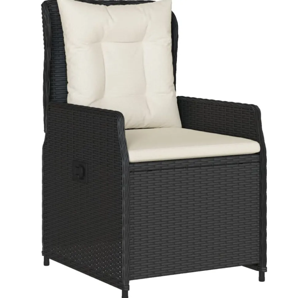 vidaXL 7-delige Tuinset met kussens poly rattan zwart