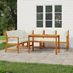 vidaXL 5-delige Tuinset met kussens massief acaciahout