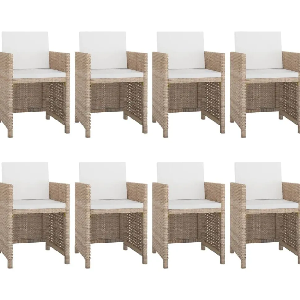 vidaXL 9-delige Tuinset met kussens poly rattan beige