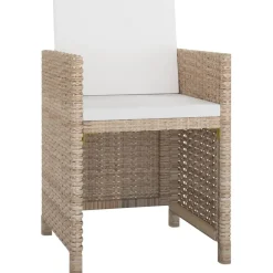 vidaXL 9-delige Tuinset met kussens poly rattan beige