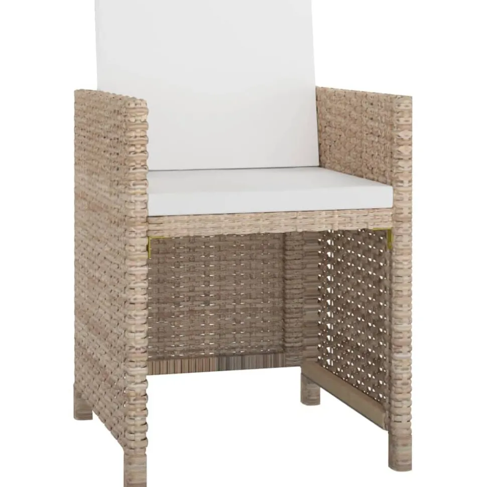 vidaXL 9-delige Tuinset met kussens poly rattan beige