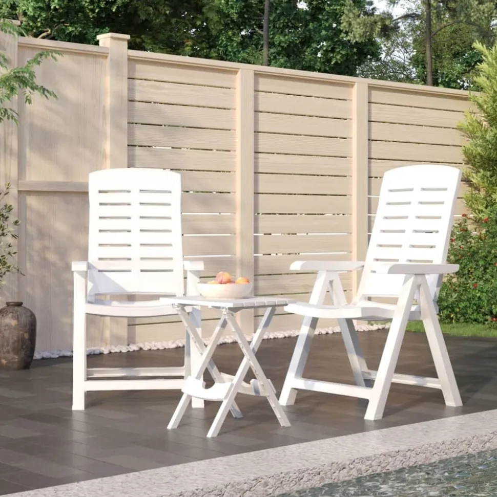 vidaXL 3-delige Tuinset polypropeen wit