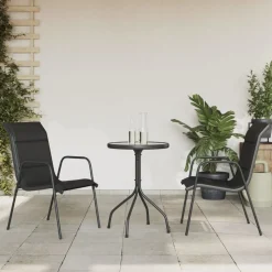 vidaXL 3-delige Tuinset staal zwart