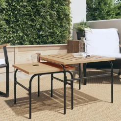 vidaXL 2-delige Tuintafeltjesset staal bruin en zwart