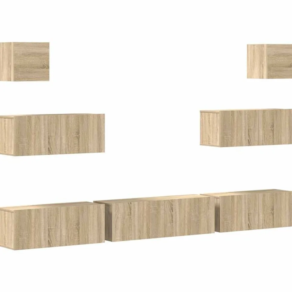 vidaXL 7-delige Tv-meubelset bewerkt hout sonoma eikenkleurig