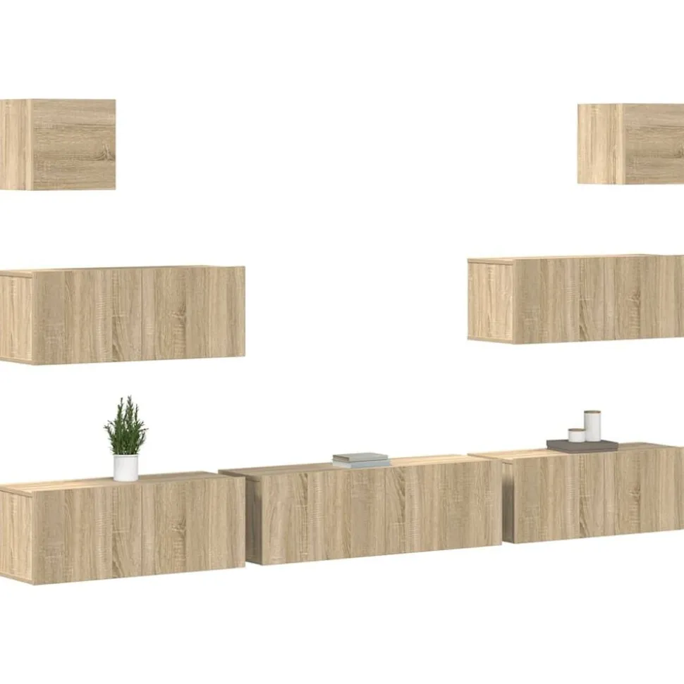 vidaXL 7-delige Tv-meubelset bewerkt hout sonoma eikenkleurig