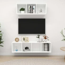 vidaXL 2-delige Tv-meubelset spaanplaat wit