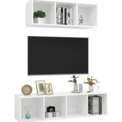 vidaXL 2-delige Tv-meubelset spaanplaat wit