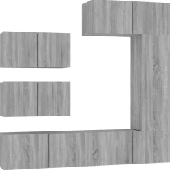 vidaXL 6-delige Tv-meubelset bewerkt hout grijs sonoma eikenkleurig