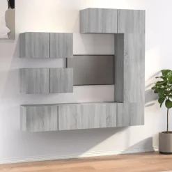 vidaXL 6-delige Tv-meubelset bewerkt hout grijs sonoma eikenkleurig