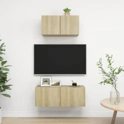 vidaXL 2-delige Tv-meubelset spaanplaat sonoma eikenkleurig
