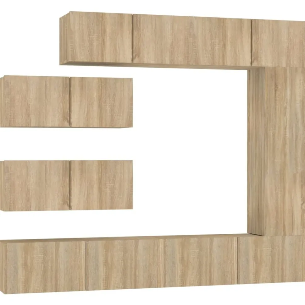 vidaXL 7-delige Tv-meubelset bewerkt hout sonoma eikenkleurig
