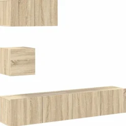 vidaXL 4-delige Tv-meubelset bewerkt hout sonoma eikenkleurig