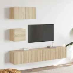 vidaXL 4-delige Tv-meubelset bewerkt hout sonoma eikenkleurig