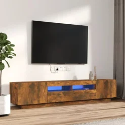 vidaXL 2-delige Tv-meubelset met LED bewerkt hout gerookt eikenkleurig