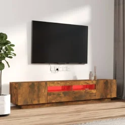 vidaXL 2-delige Tv-meubelset met LED bewerkt hout gerookt eikenkleurig