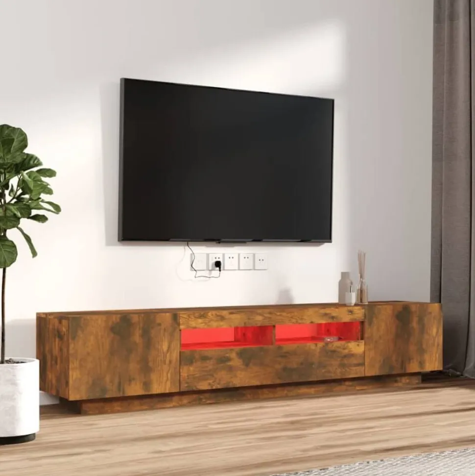 vidaXL 2-delige Tv-meubelset met LED bewerkt hout gerookt eikenkleurig
