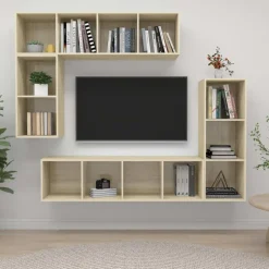vidaXL 4-delige Tv-meubelset bewerkt hout sonoma eikenkleurig