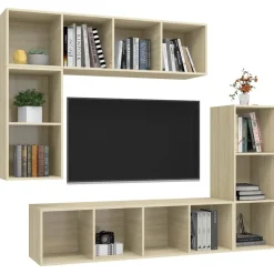 vidaXL 4-delige Tv-meubelset bewerkt hout sonoma eikenkleurig