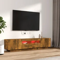 vidaXL 2-delige Tv-meubelset met LED bewerkt hout gerookt eikenkleurig
