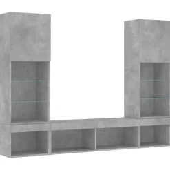 vidaXL 5-delige Tv-wandmeubelset met LED bewerkt hout betongrijs