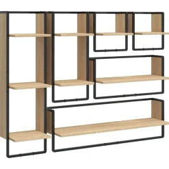 vidaXL 6-delige Wandschappenset met stangen bewerkt hout sonoma eiken