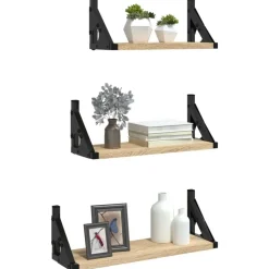 vidaXL 3-delige Wandschappenset bewerkt hout sonoma eikenkleurig