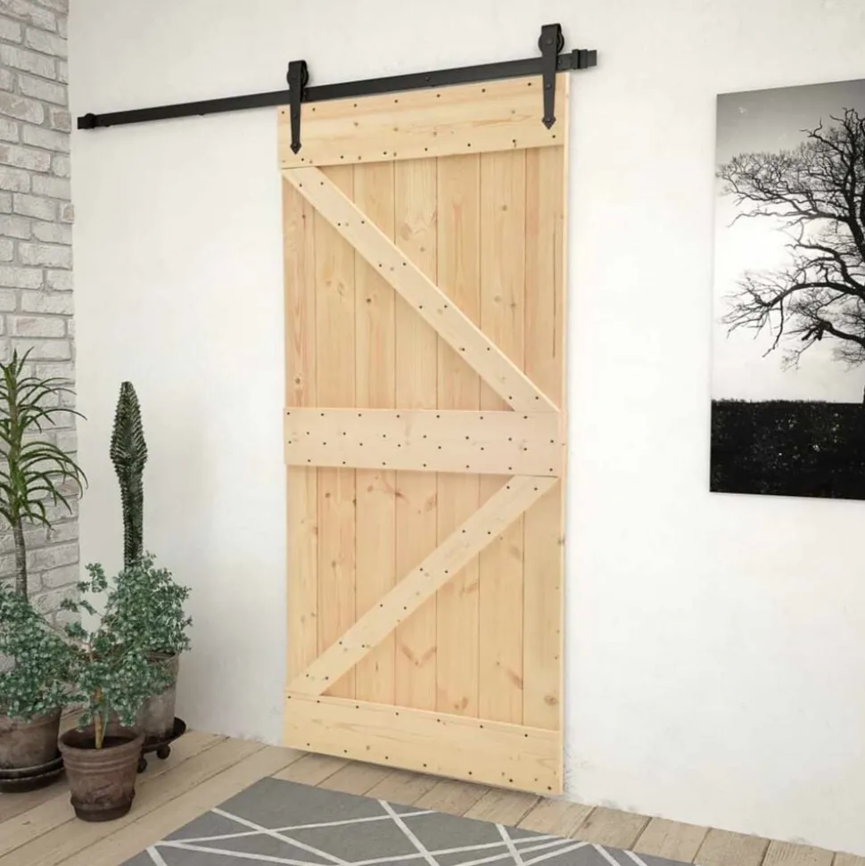 vidaXL Deur NARVIK Naturel 80 x 210 cm Massief Grenenhout