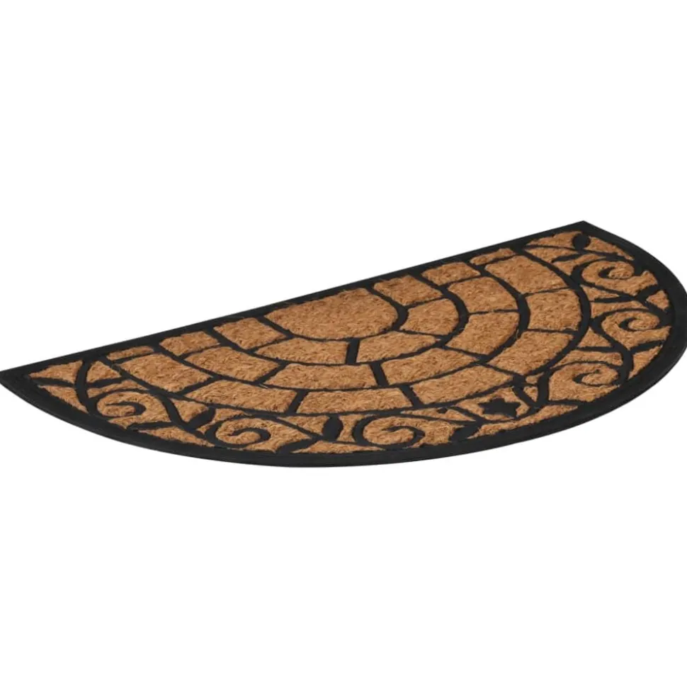 vidaXL Deurmat halfrond 45x75 cm rubber en kokosvezel