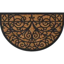 vidaXL Deurmat halfrond 45x75 cm rubber en kokosvezel
