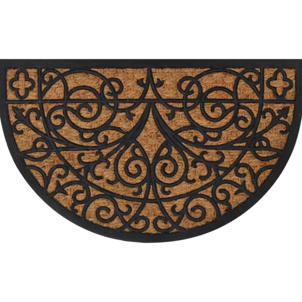 vidaXL Deurmat halfrond 45x75 cm rubber en kokosvezel