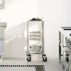 vidaXL Dienbladenwagen met 6 GN-bakken 39x55x87 cm roestvrij staal