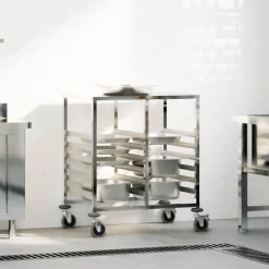 vidaXL Dienbladenwagen met 12 GN-bakken 75x55x87 cm roestvrij staal