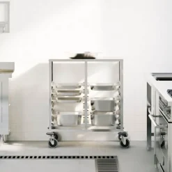 vidaXL Dienbladenwagen met 12 GN-bakken 75x55x87 cm roestvrij staal