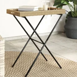 vidaXL Dienbladtafel inklapbaar 65x40x75 cm poly rattan beige