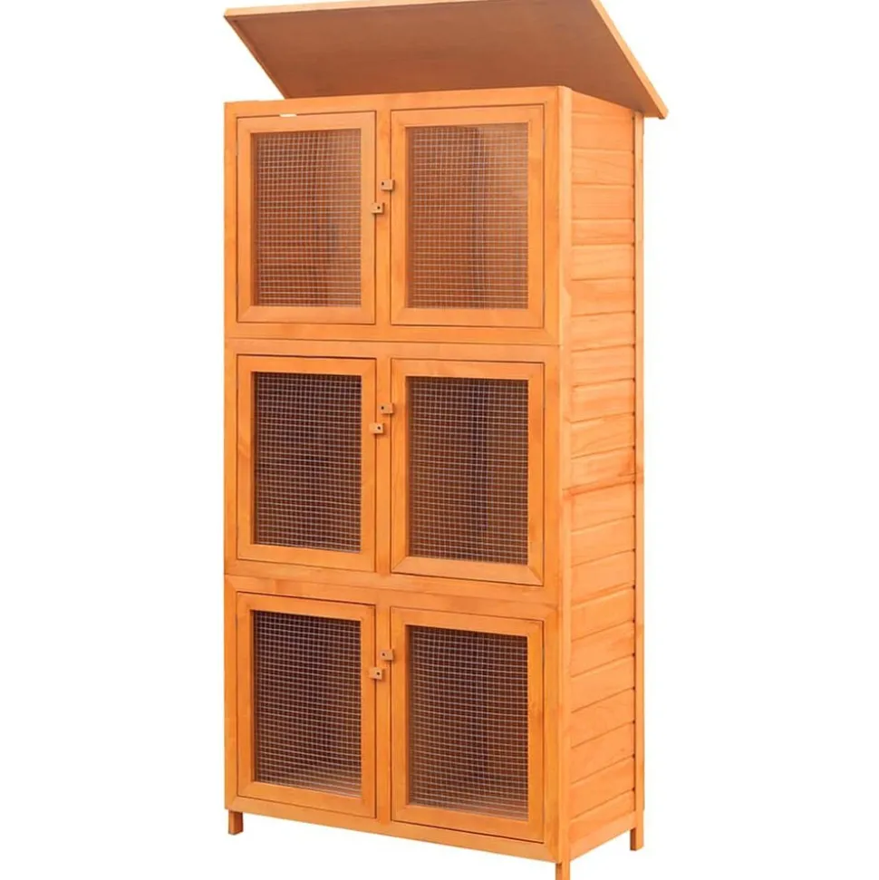 vidaXL Dierenhok 6 kamers hout