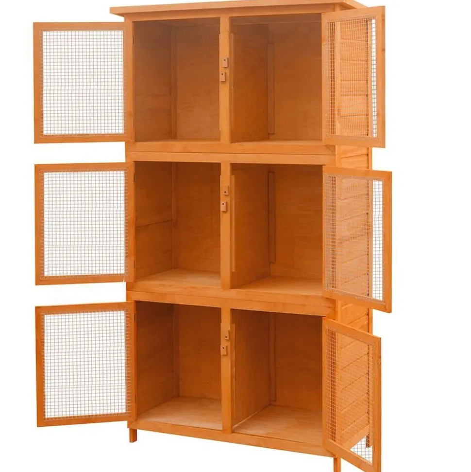 vidaXL Dierenhok 6 kamers hout