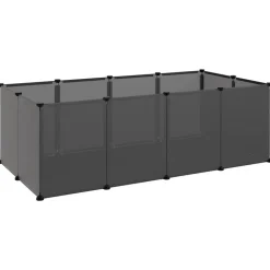 vidaXL Dierenhok klein 144x74x46,5 cm polypropeen en staal zwart