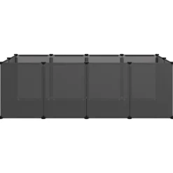 vidaXL Dierenhok klein 144x74x46,5 cm polypropeen en staal zwart