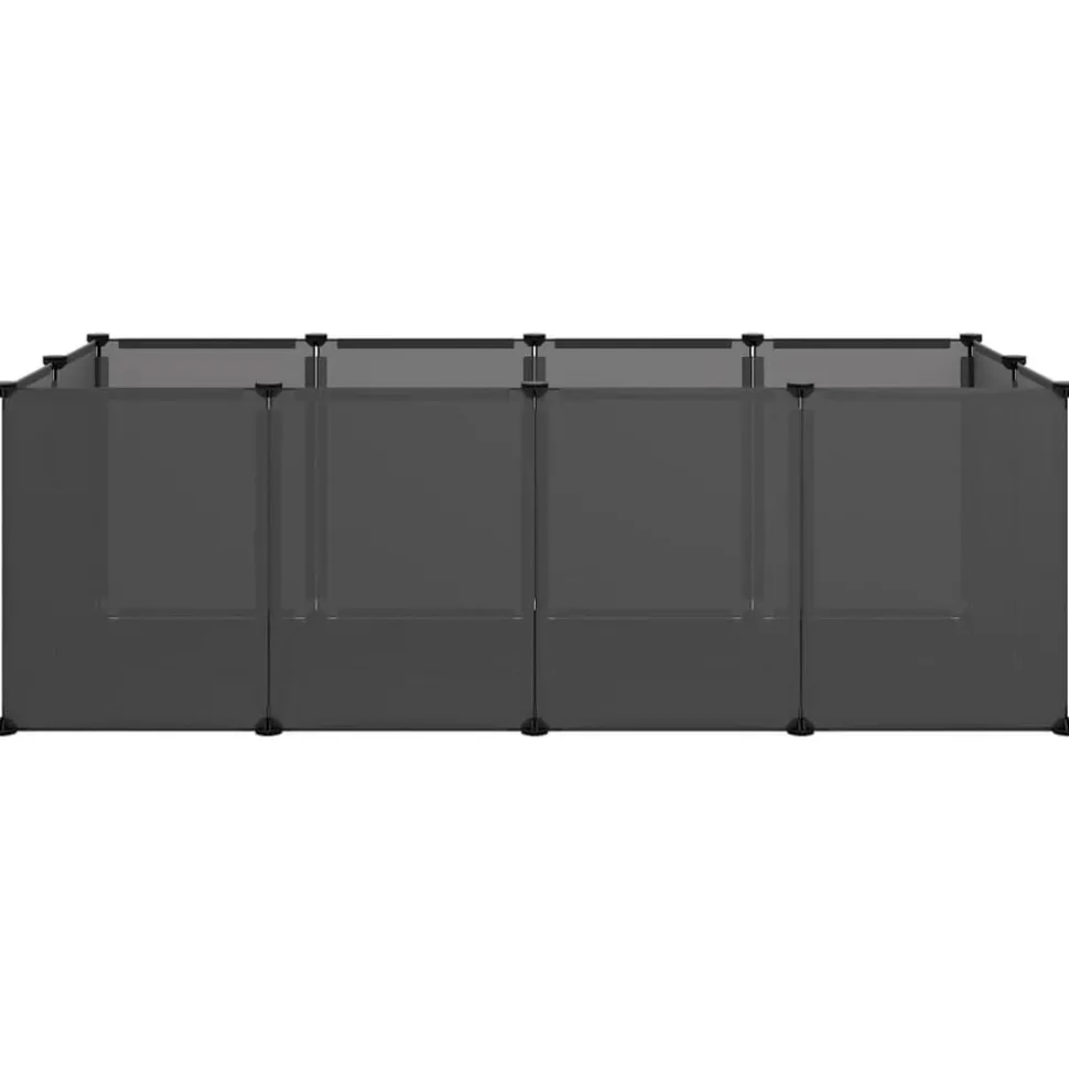 vidaXL Dierenhok klein 144x74x46,5 cm polypropeen en staal zwart