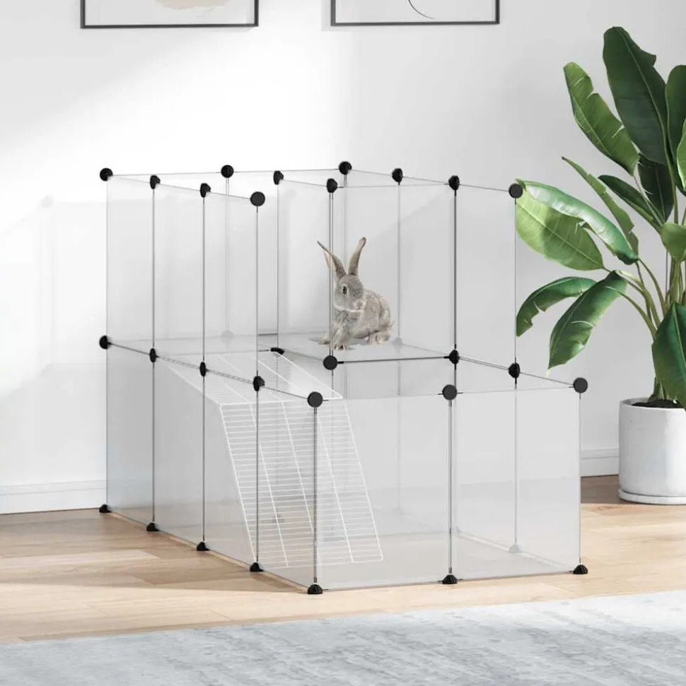 vidaXL Dierenhok klein 142x74x93 cm polypropeen en staal transparant