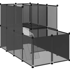 vidaXL Dierenhok klein 142x74x93 cm polypropeen en staal zwart