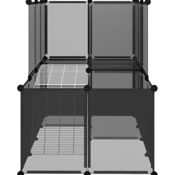 vidaXL Dierenhok klein 142x74x93 cm polypropeen en staal zwart