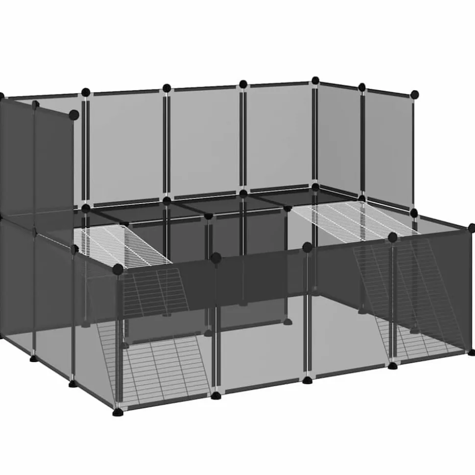 vidaXL Dierenhok klein 143x107x93 polypropeen en staal zwart