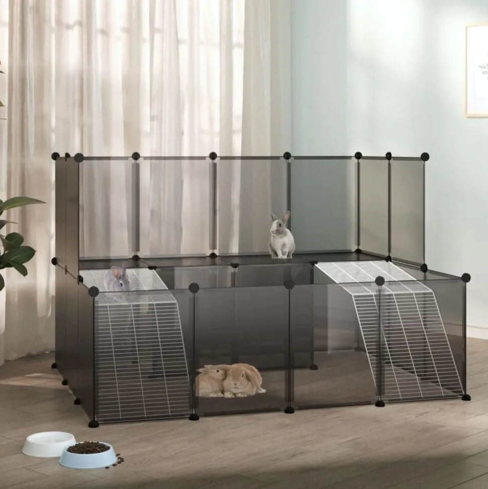 vidaXL Dierenhok klein 143x107x93 polypropeen en staal zwart