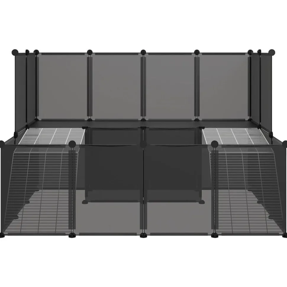 vidaXL Dierenhok klein 143x107x93 polypropeen en staal zwart