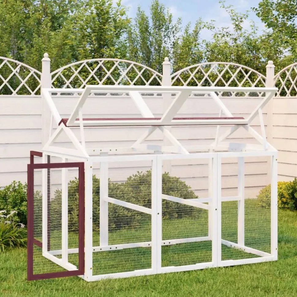 vidaXL Dierenren 141x94x104 cm massief grenenhout mokkakleurig
