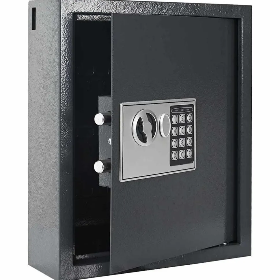 vidaXL Digitale kluis met slot Donkergrijs 30 x 10 x 36,5 cm Staal