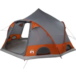 vidaXL Dome Tent 4-Person met dak Grijs en Oranje 505 x 450 x 248 cm