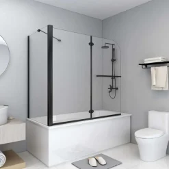 vidaXL Douche klapwand 120x68x130 cm ESG zwart